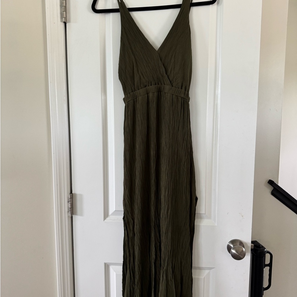 Open back Olive Green Maxi Dress